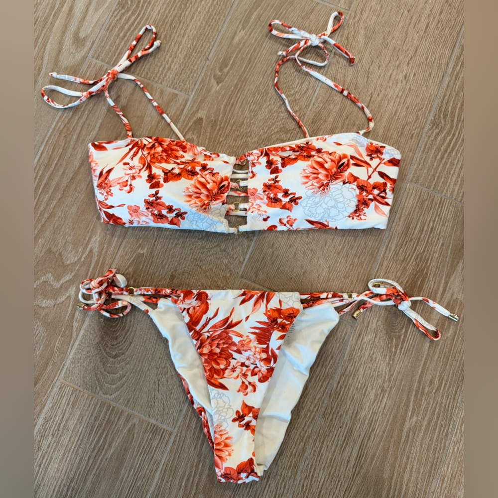 Beach Bunny Red and White Floral Bikini